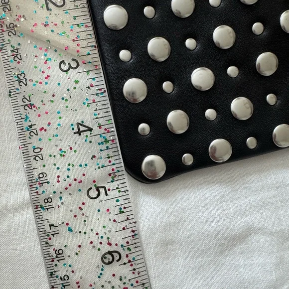 Clare V Black Leather Wallet Clutch with silver studs NWOT - Picture 8 of 8